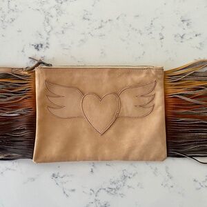 Leather fringe wristlet Heart suede by Gypsyville Junk Gypsy